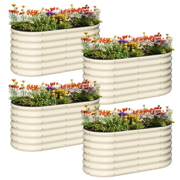 SnugNiture 4Pcs 422FT White Garden Beds with Open Bases, Ideal for Garden PlantingBoard Thickness:0.6mm