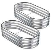 SnugNiture 4x2x1 ft Galvanized Raised Garden Bed – Outdoor Metal Planter Box for Vegetables, Herbs, and Flowers, Silver (Set of 2)