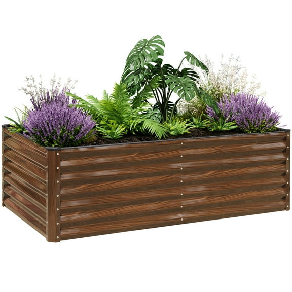 SnugNiture 6x3x2 ft Metal Raised Garden Bed Outdoor, Deep Root Galvanized Planter Box for Vegetables, Flowers