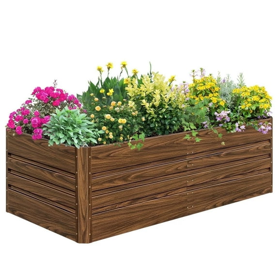 SnugNiture 6x3x2 ft Metal Raised Garden Bed Outdoor, Deep Root Galvanized Planter Box for Vegetables, Flowers
