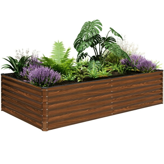 SnugNiture 8x4x2 ft Galvanized Raised Garden Bed, Deep Root Metal Planter Box for Vegetables, Flowers