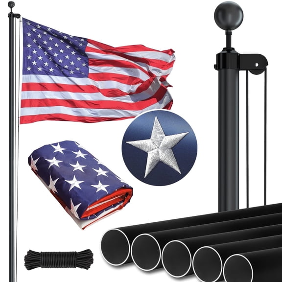 SnugNiture Flag Pole - 25 FT Heavy-Duty Extra Thick Aluminum Flagpole Kit for Residential In-Ground Use,Black