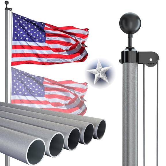 SnugNiture Flag Pole - 25 FT Heavy-Duty Extra Thick Aluminum Flagpole Kit for Residential In-Ground Use,Gray