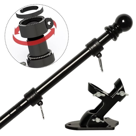 SnugNiture Flag Pole Kit 6FT with Bracket,Stainless Steel with Two No-Tangle Ball Rings(Black)