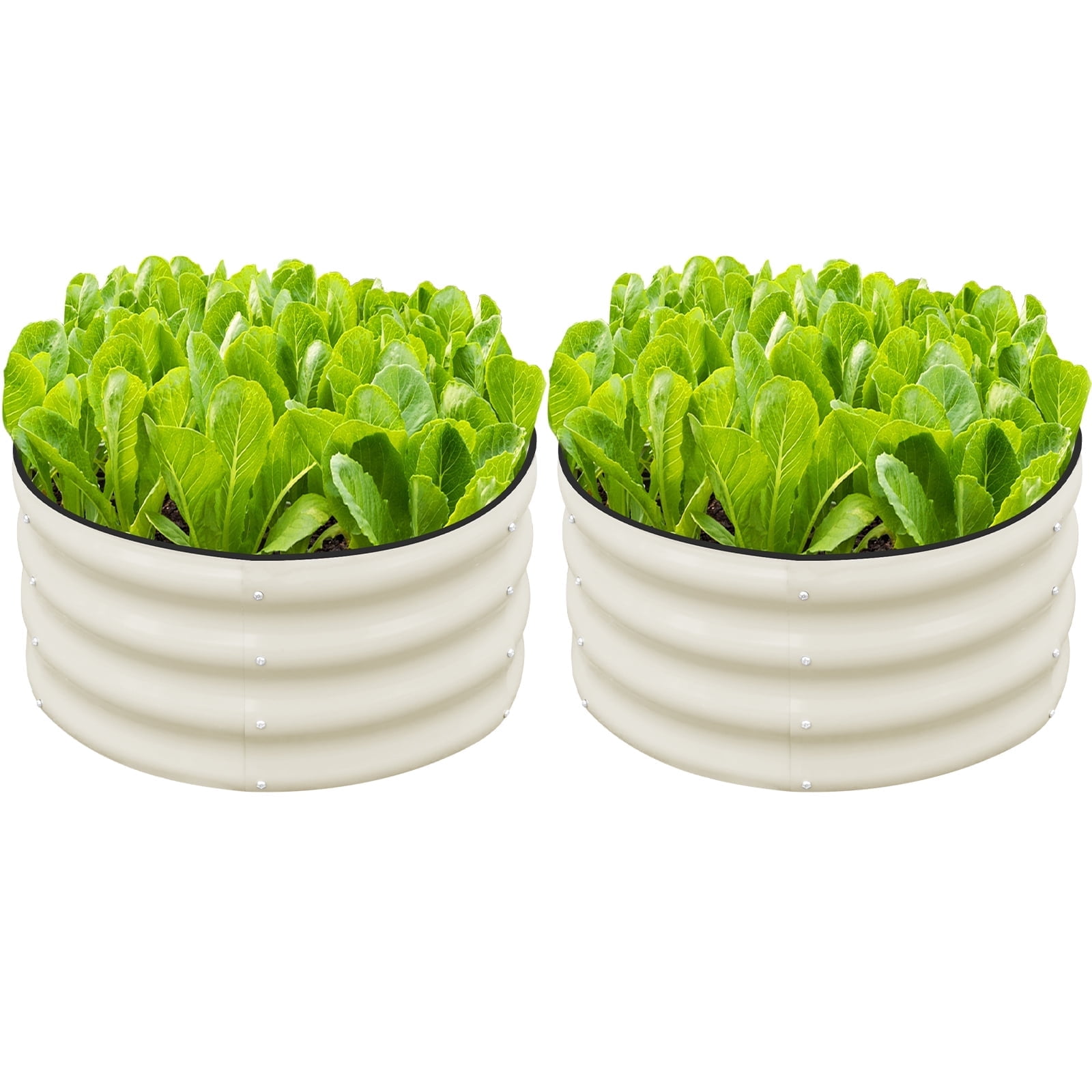 SnugNiture Galvanized Raised Garden Bed, 2Pcs 2x2x1ft Outdoor Raised Beds Kit for Vegetables and Flowers, White