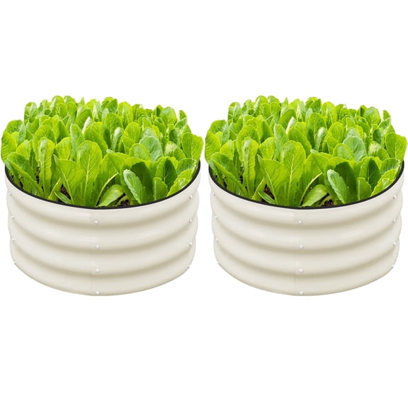 SnugNiture Galvanized Raised Garden Bed, 2Pcs 2x2x1ft Outdoor Raised Beds Kit for Vegetables and Flowers, White