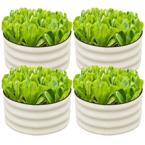SnugNiture Galvanized Raised Garden Bed, 4Pcs 2x2x1ft Outdoor Raised Beds Kit for Vegetables and Flowers, White