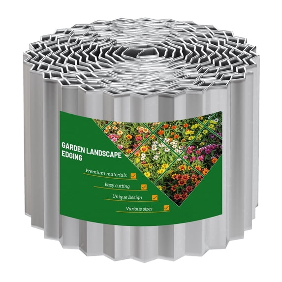 SnugNiture Garden Landscape Edging Border, 6 Inch x 40 FT Metal Lawn Garden Border Edges for DIY Flower Beds,Pathways and Patio Design,Sliver