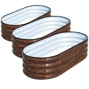 SnugNiture Galvanized Raised Garden Bed Outdoor, 3Pcs 4x2x1ft Metal Planter Box, Brown
