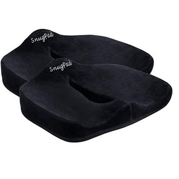 SnugPad Premium Memory Foam Seat Cushion, for Sciatica Tailbone Back Pain Relief, Posture Correction. Orthopedic Sitting Pillows for Office Chair, Car, Truck, Wheelchair with Non-Slip Bottom