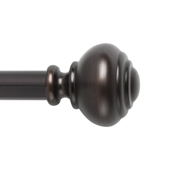 SnugSet 1" Bronze Taylor Knob Adjustable Single Curtain Rod, 72"-144"