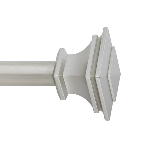 SnugSet 1" Nickel Andrew Square Adjustable Single Curtain Rod, 36"-72"