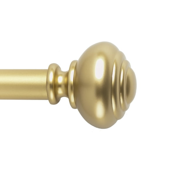 SnugSet Taylor 1" Golden Brass Knob Adjustable Single Curtain Rod Set, 36'"-72"