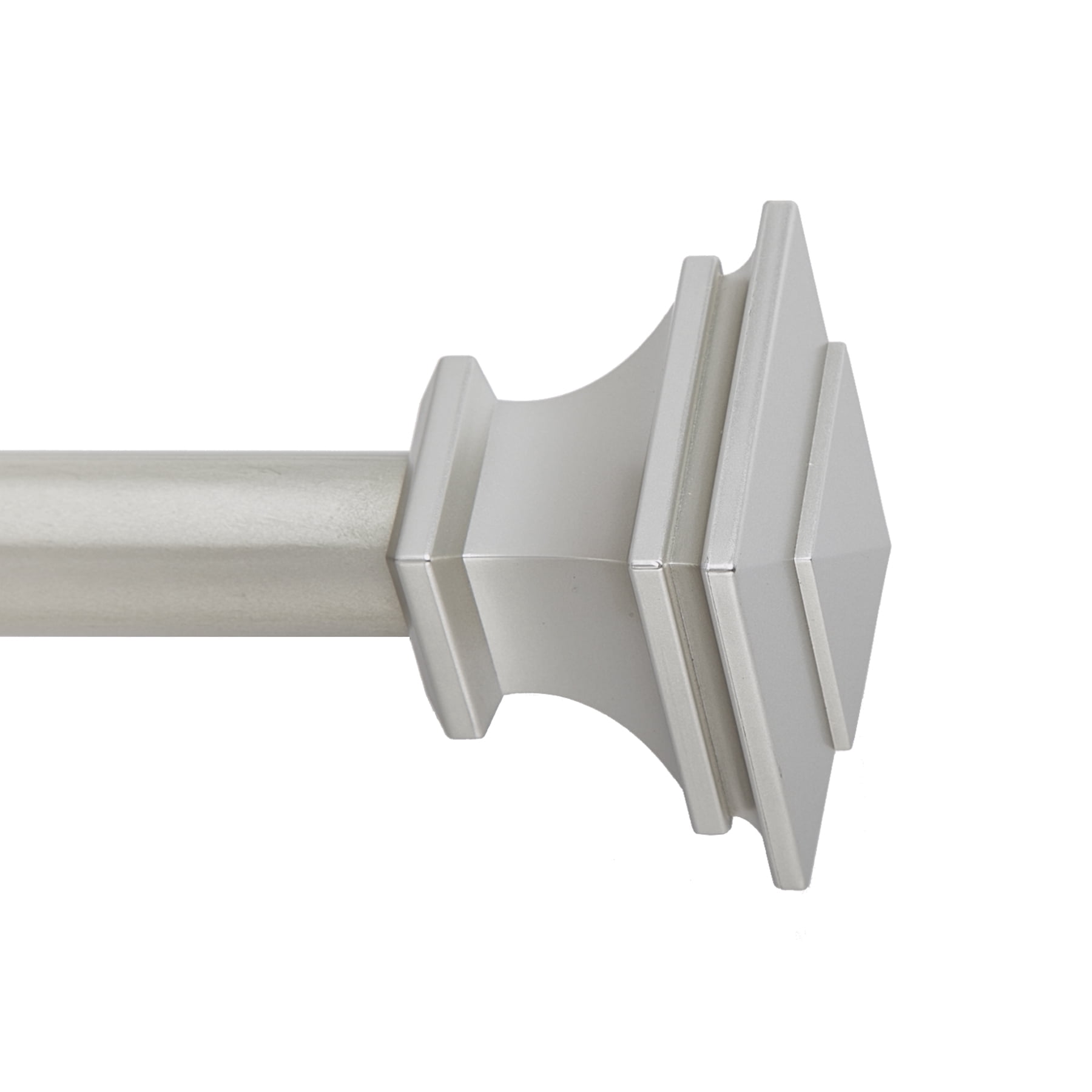 SnugSet 1" Nickel Andrew Square Adjustable Single Curtain Rod, 72"-144"