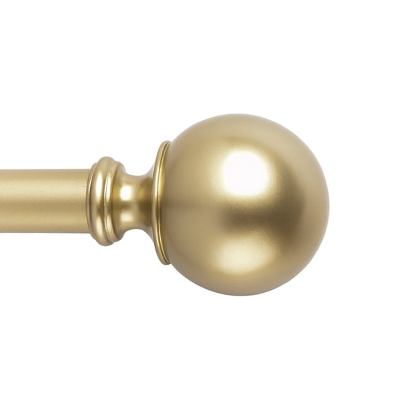 Open Box SnugSet Ethan 1" Golden Brass Ball Adjustable Single Curtain Rod Set, 72"-144"