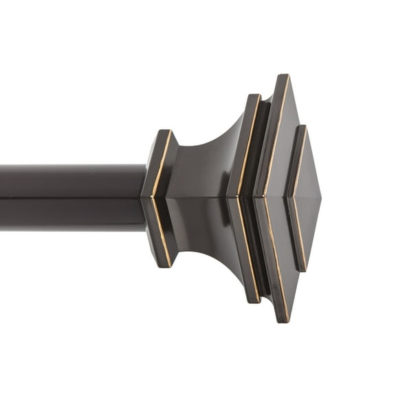 SnugSet 1" Bronze Andrew Square Adjustable Single Curtain Rod, 72"-144"
