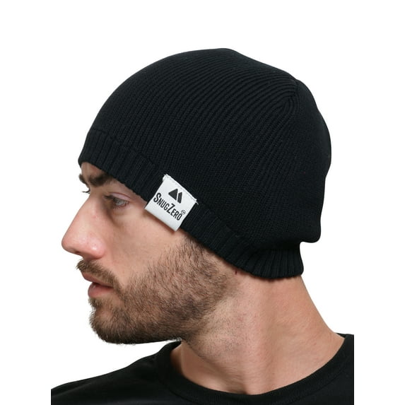SnugZero Cotton Beanie Hats For Men & Women For All Season , Black
