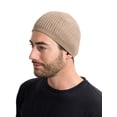 thumbnail image 1 of SnugZero Over-the-Ear Kufi Beanie Checkered Knit Adult, Beige, 1 of 5