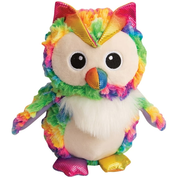 SnugArooz: Hootie the Owl - Rainbow Plush Dog Toy, Squeaks & Crinkles, Pet Multi-Sensory Play, Recycled Material, 5x8" Soft & Cuddly Animal Companion