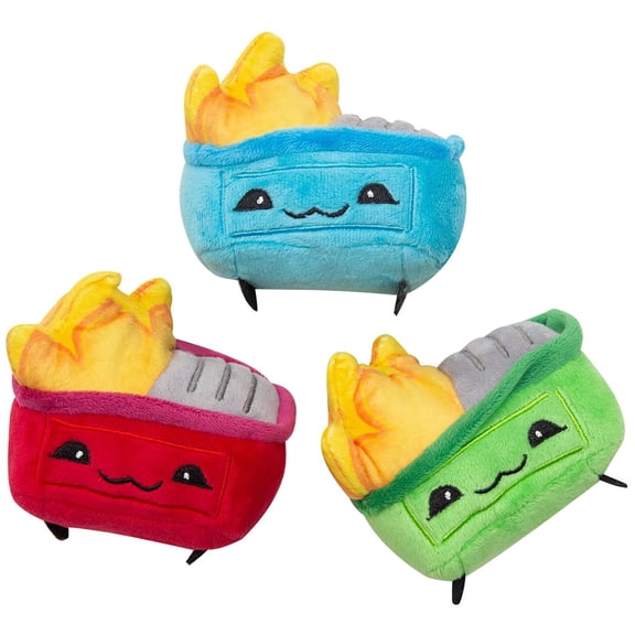 SnugArooz: LiL Baby Dumps - 3 Pack Plush Dog Toys, Soft Dumpster Fire Character Companions, Squeak-Crinkle, Pet Multi-Sensory Play, Cuddle-Fetch-Chew