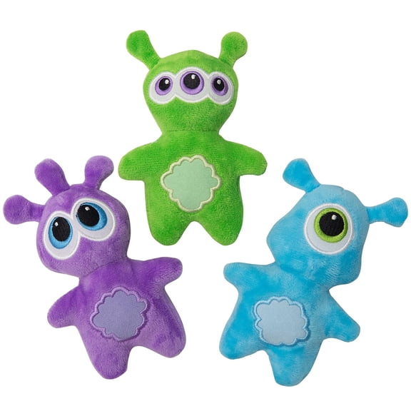 SnugArooz: ooOOOooo Aliens - 3 Pack Plush Dog Toys, Purple-Green-Blue, Squeak & Crinkle, Pet Multi-Sensory Play, Soft Companions, Cuddle-Fetch-Chew