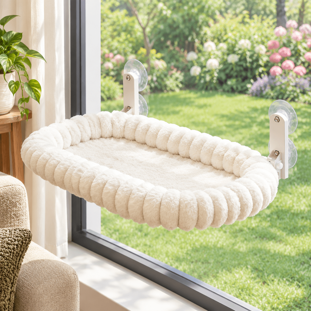 Snugcloud Foldable Cat Window Perch (cream White L) - Walmart.com