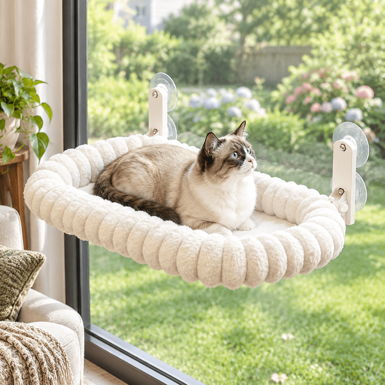 Snugcloud Foldable Cat Window Perch (cream White M) - Walmart.com