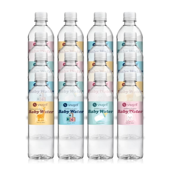 Snugell Bottled Distilled Water for Baby Care Ultra-Pure, BPA-Free, Ideal for Formula Mixing, Bottle Sterilizing & Everyday Hydration Safe Nursery Water for Babies Made in USA (16.9oz 12-Pack)