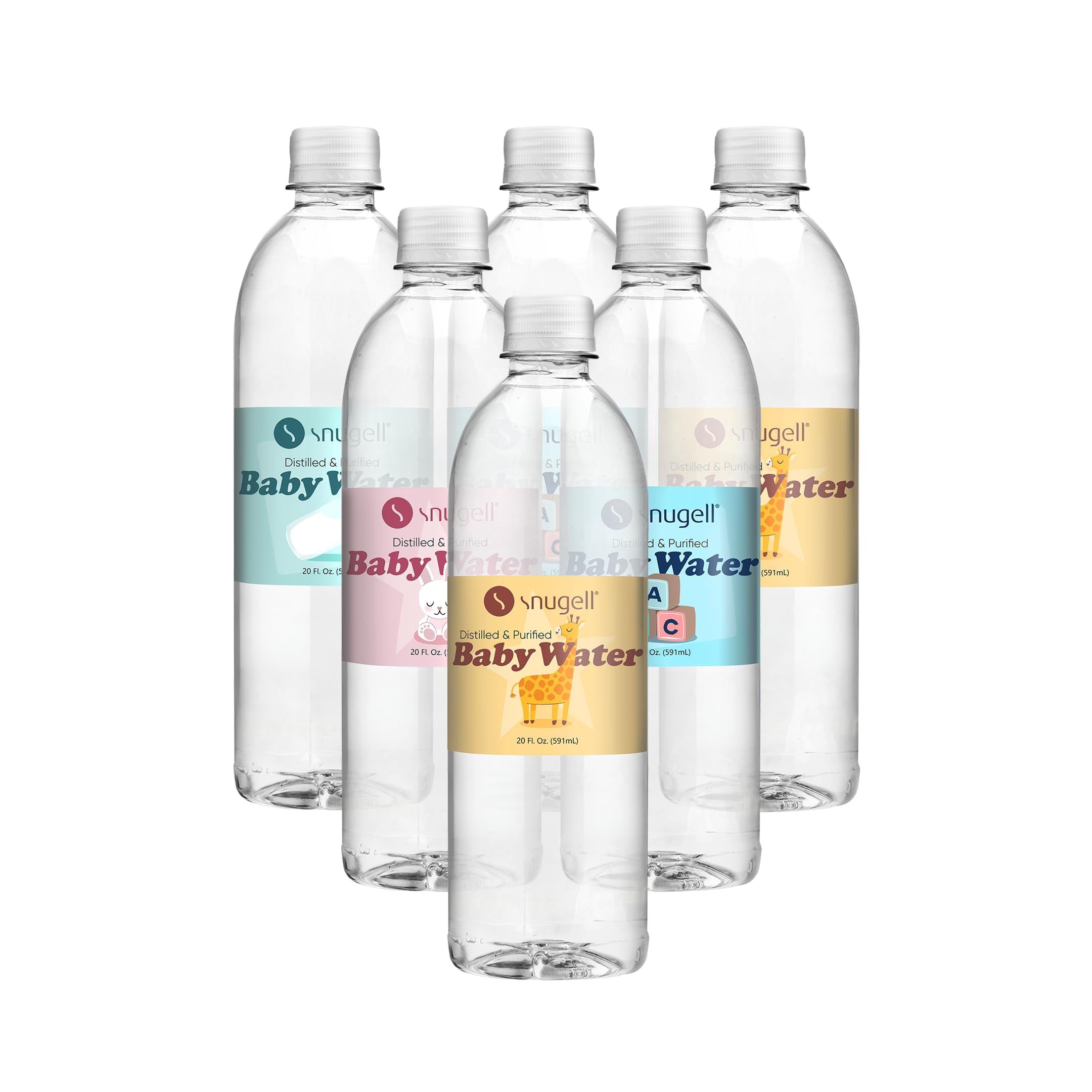 Snugell Bottled Distilled Water for Baby Care - 20oz 6-Pack