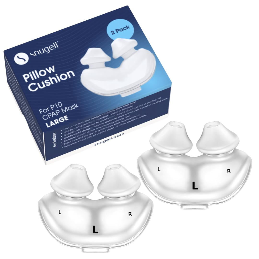 Snugell CPAP Replacement for ResMed AirFit P10 2-Pack Designed for Nasal Cushion CPAP Mask Soft, Secure Seal to Reduce Pressure Points and Minimize Leaks (Large)