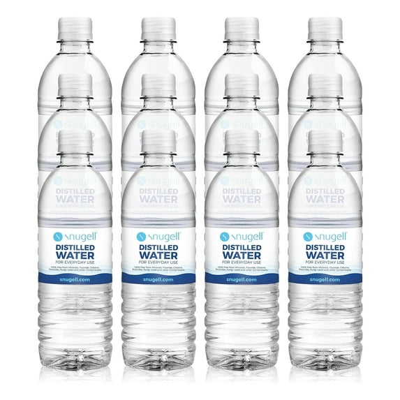 Snugell Distilled Water 16.9 oz Bottles 12-Pack | Pure, Safe, Clean, Ultra-Filtered | BPA Free | Convenient Everyday Use Distilled Water | Made in USA