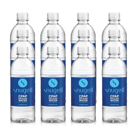 Snugell Distilled Water for CPAP Humidifiers 12 Bottle Pack 16.9 oz