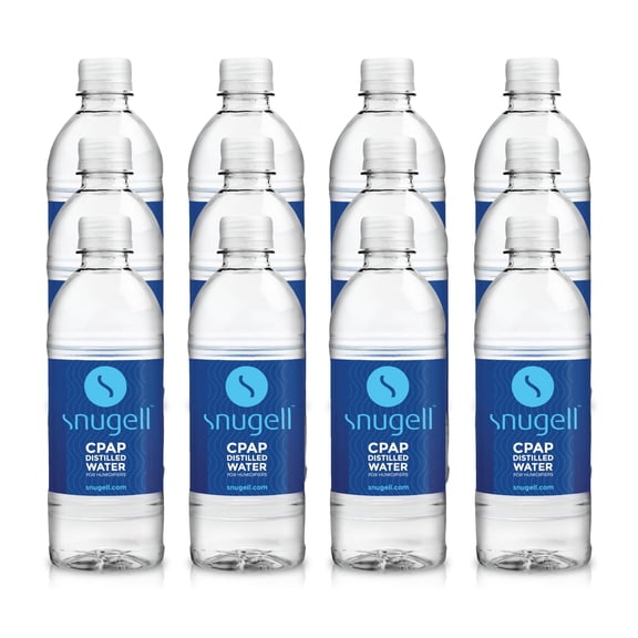 Snugell Distilled Water for CPAP Humidifiers 12 Bottle Pack 16.9 oz