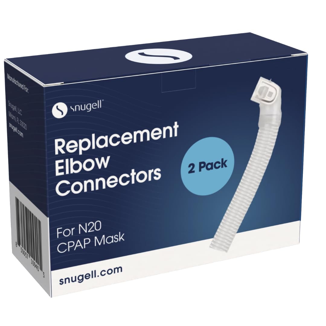 Snugell Replacement Elbow Connector for AirFit N20 CPAP Mask 2 Pack Compatible with ResMed Nasal CPAP Masks Durable, Leak-Resistant Swivel Design for Comfortable Sleep Therapy