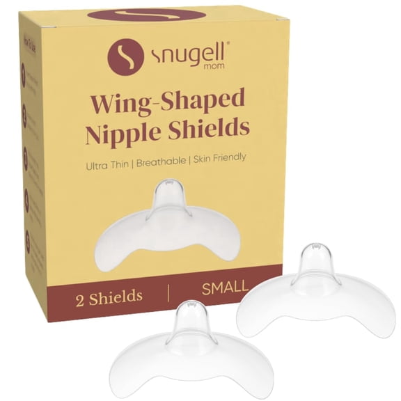 Snugell Wing-Shaped Nipple Shields for Breastfeeding, Small 16mm  2-Pack Ultra-Thin Food-Grade Silicone Nursing Shields  Newborn Latch Support for Flat, Inverted or Sore Nipples  BPA-Free