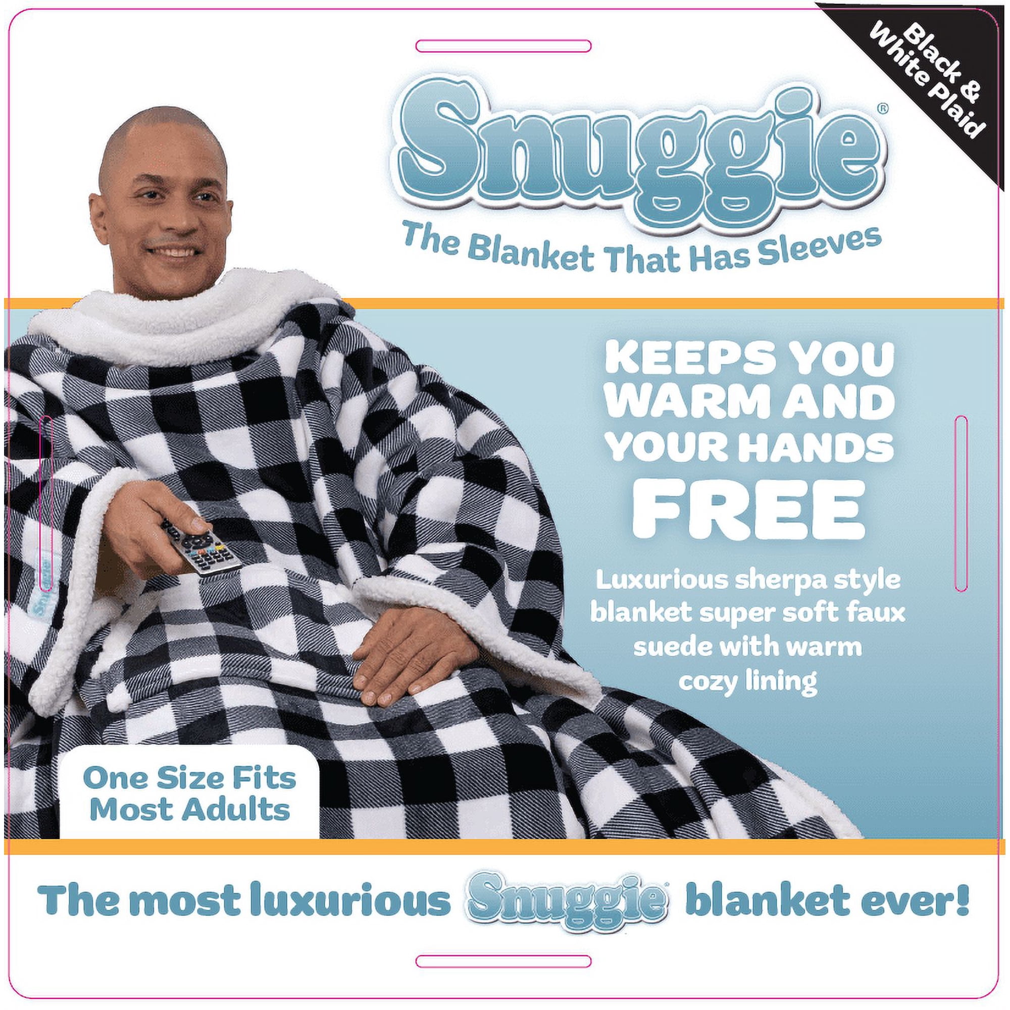 Snuggie Sherpa- The Original Wearable Blanket That Has Sleeves, Warm, Cozy,  Super Soft Sherpa, Functional Blanket with Sleeves u0026 Pockets for Adult,  Women, Men, As Seen On TV- Plaid - Walmart.com