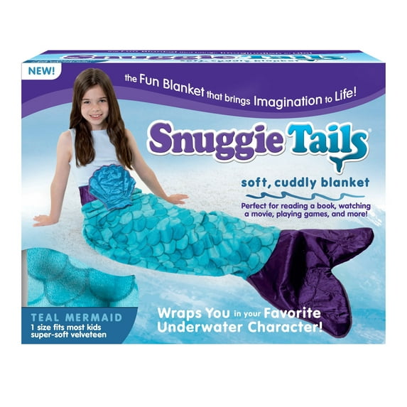 Snuggie Tails, The Original Wearable Blanket with Sleeves, Super Soft Throw Fleece, Mermaid, Ages 5+