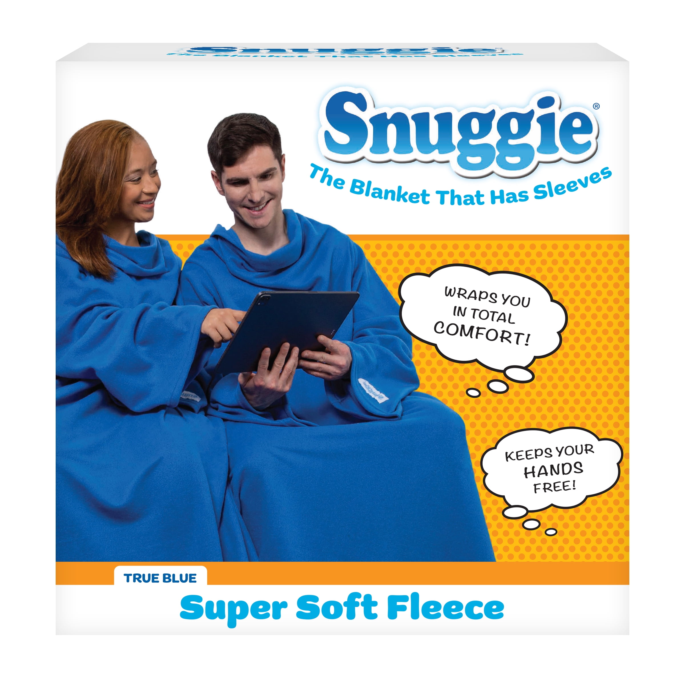 Snuggie Original Wearable Blanket with Sleeves - Warm, Soft Fleece for  Adults - Blue