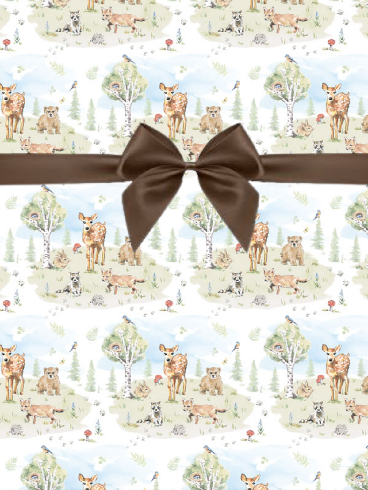 Snuggle Animals Baby Shower Woodland Deer Fox Hare Birthday / Special Occasion Gift Wrap Wrapping Paper-15ft - image 1 of 1