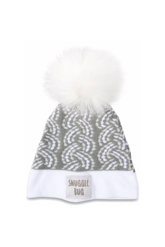 Snuggle Bug - Gray Knit Pom Pom Hat (12-24 Months)