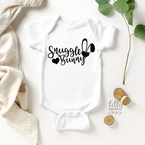 Snuggle Bunny Easter Baby Bodysuit Cute Baby Onesie, BABY BODYSUIT LAT 4424
