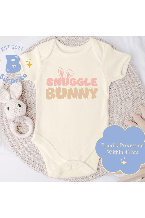 Snuggle Bunny Girl Onesie, Cute Rabbit Baby Bodysuit, Infant Outfit, Adorable Snuggle Bunny Design Cute Baby Onesie, BABY BODYSUIT LAT 4424