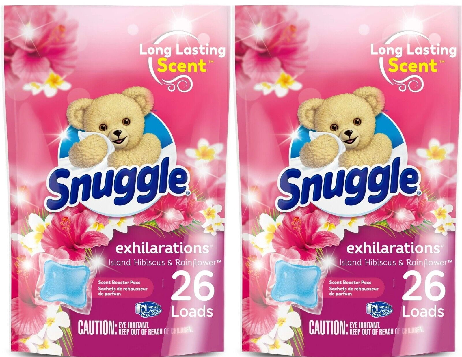 Snuggle Exhilaration Laundry Scent Booster Island Hibiscus & Rainflower 26 Pods 2 Pack