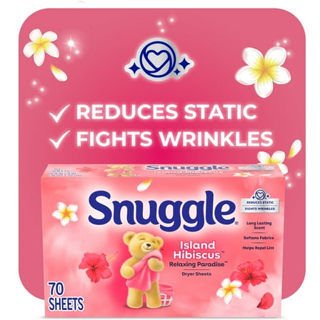 Snuggle Fabric Softener Dryer Sheets, Island Hibiscus & Rainflower, 70 Count