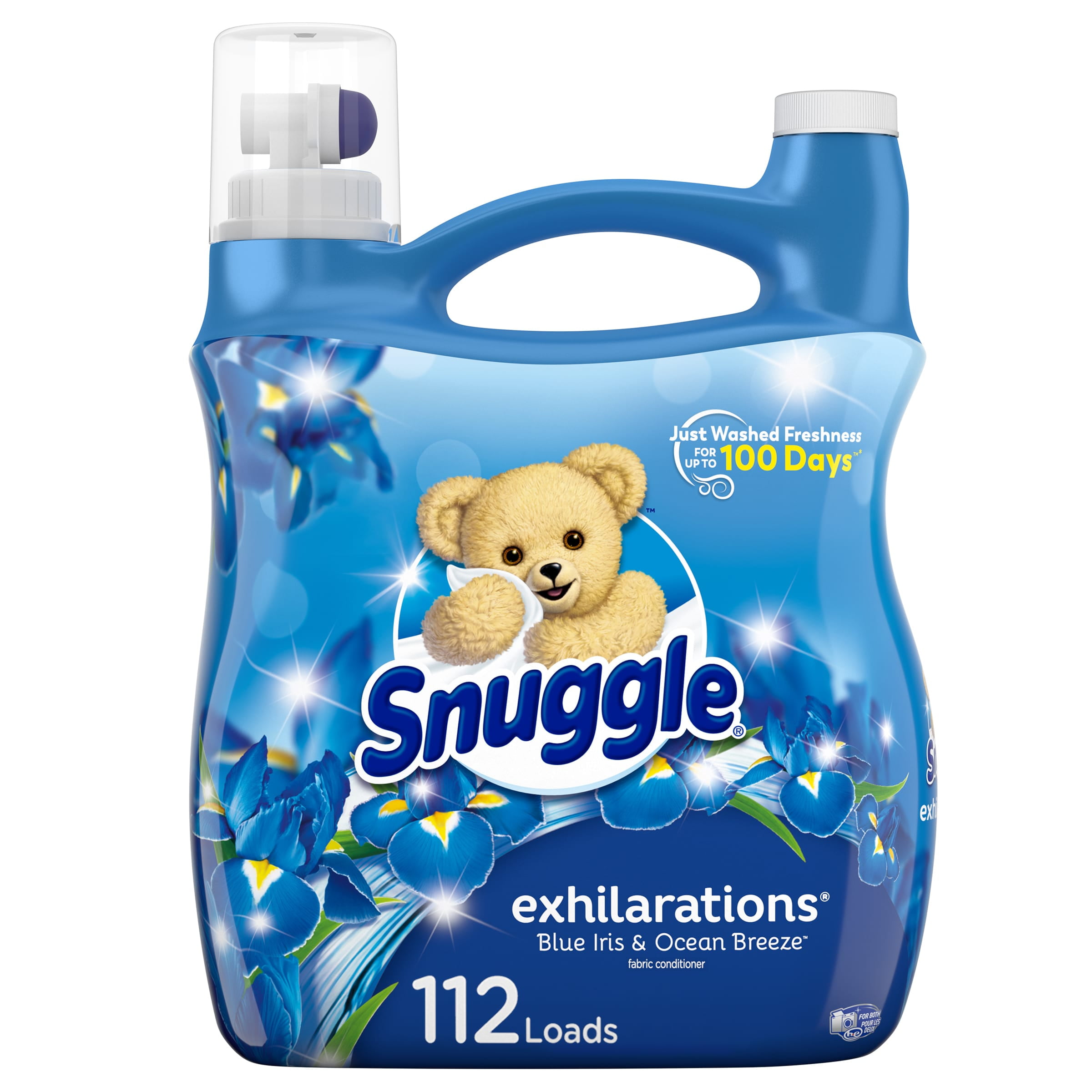 Snuggle Exhilarations Liquid Fabric Softener, Blue Iris & Ocean Breeze, 96 Ounce, 112 Loads - image 1 of 10