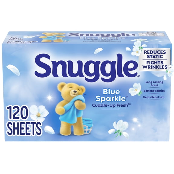 Snuggle Blue Sparkle Cuddle Up Fresh Dryer Sheets, 120 Count
