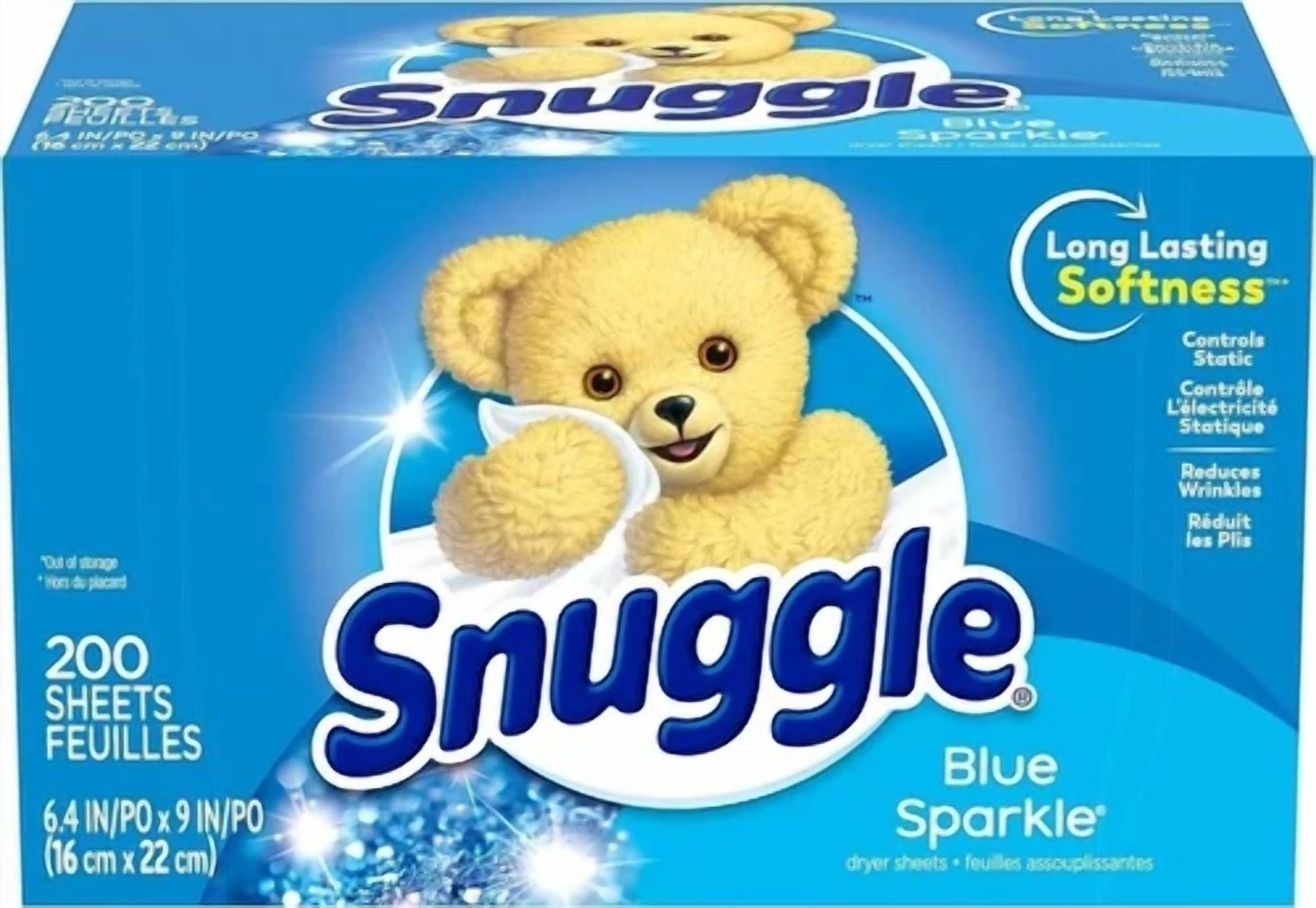 Snuggle Fabric Softener Dryer Sheets, Blue Sparkle, 200 Count