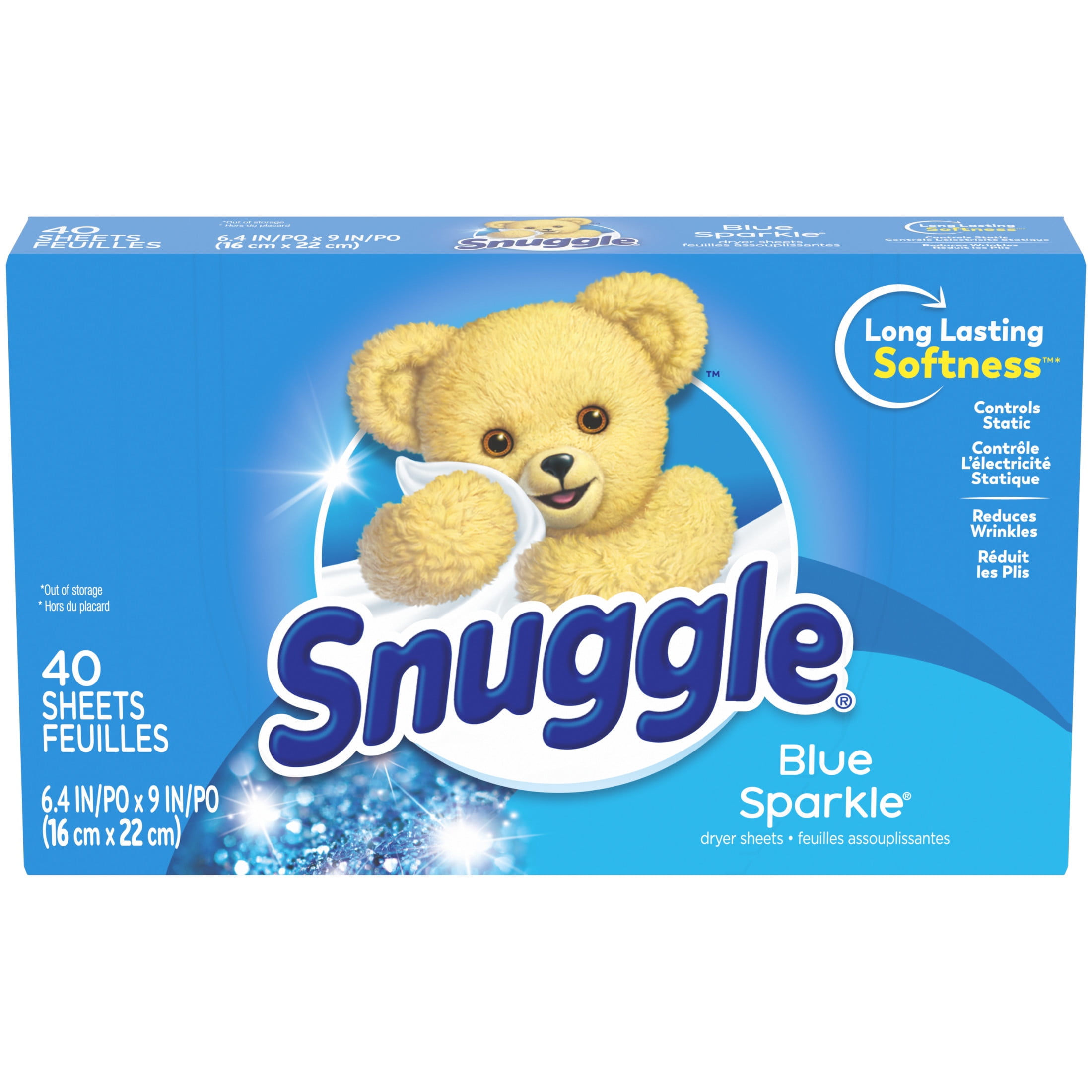 Snuggle Fabric Softener Dryer Sheets, Blue Sparkle, 40 Count