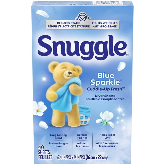 Snuggle Fabric Softener Dryer Sheets, Blue Sparkle, 40 Count
