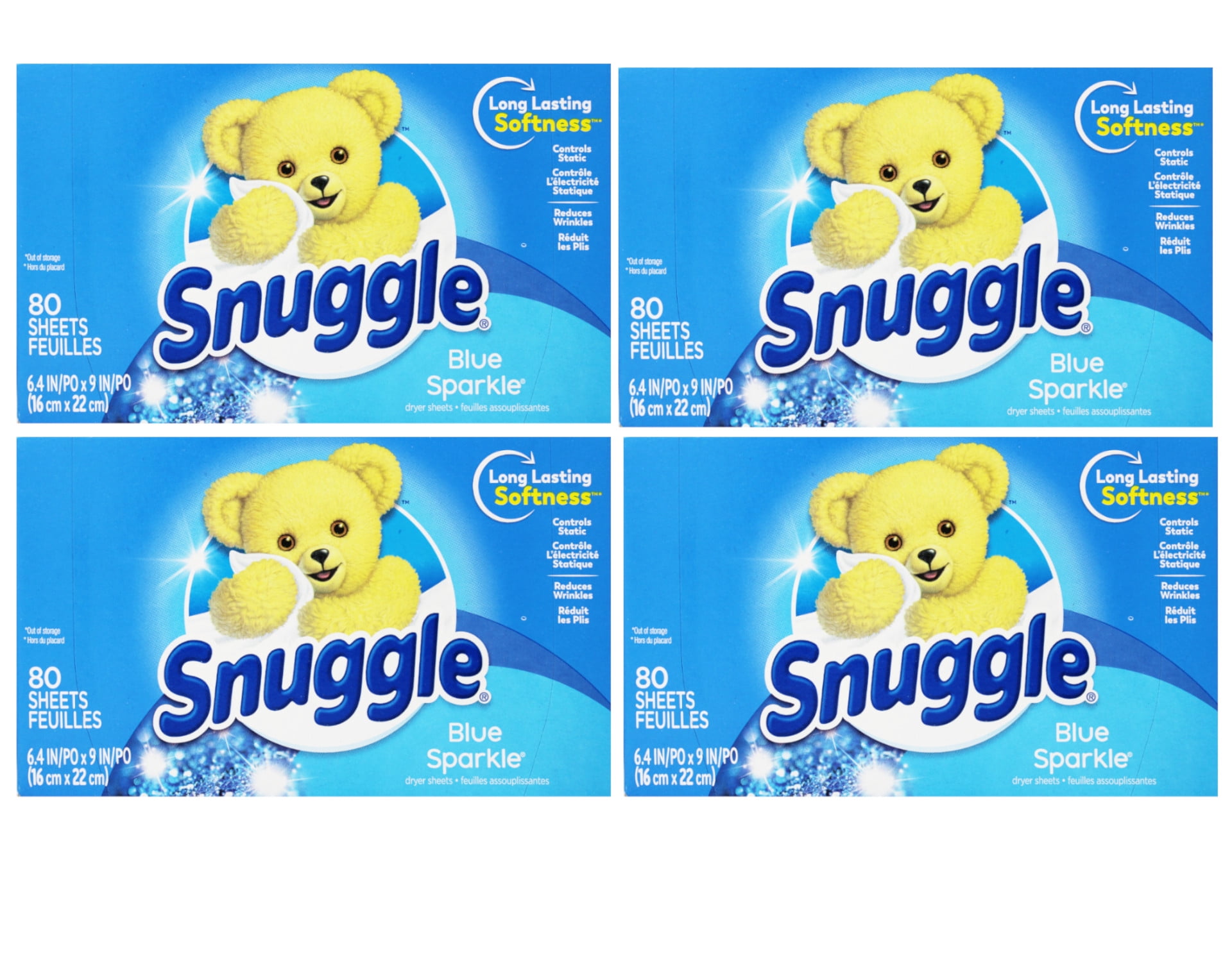 Snuggle Fabric Softener Dryer Sheets, Blue Sparkle, 80 Count - 4 Pack